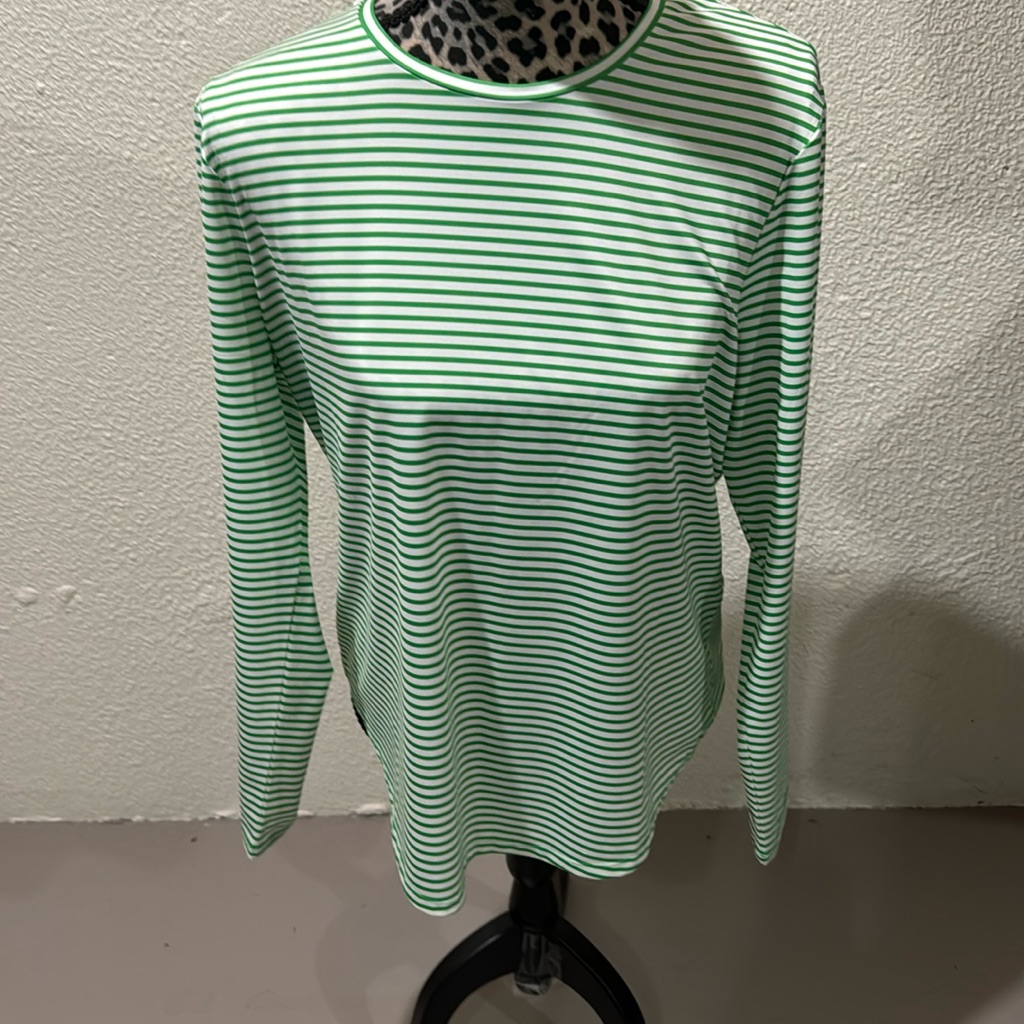 Chico’s Zenergy Long Sleeve Striped Tee Shirt Poly/Spandex Mix